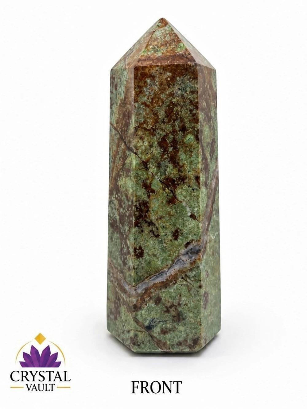 Dragon Blood Jasper Crystal Tower 4.5” Green Red Polished Point 6.9 oz